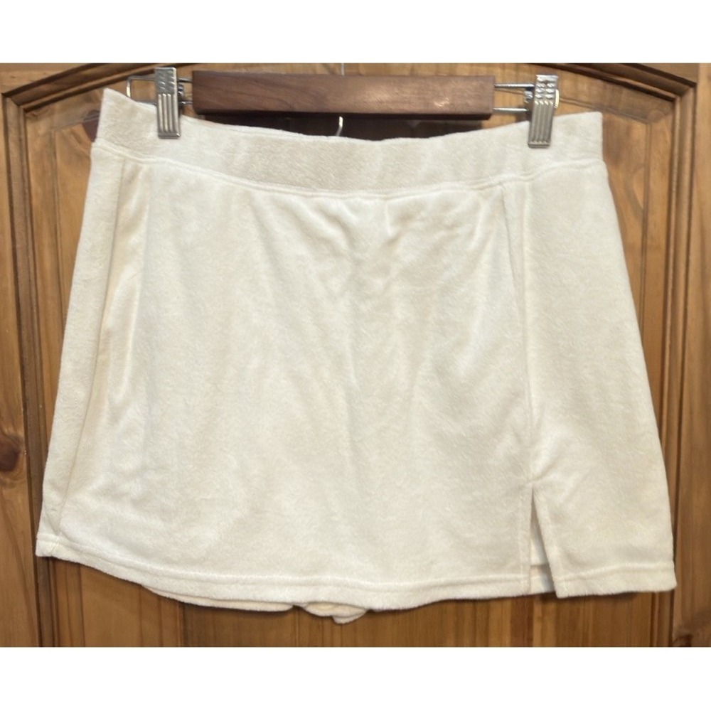 VIN Women's Large Ivory Terry Cloth Skort Pull On Mini Skirt Shorts NWT Beach